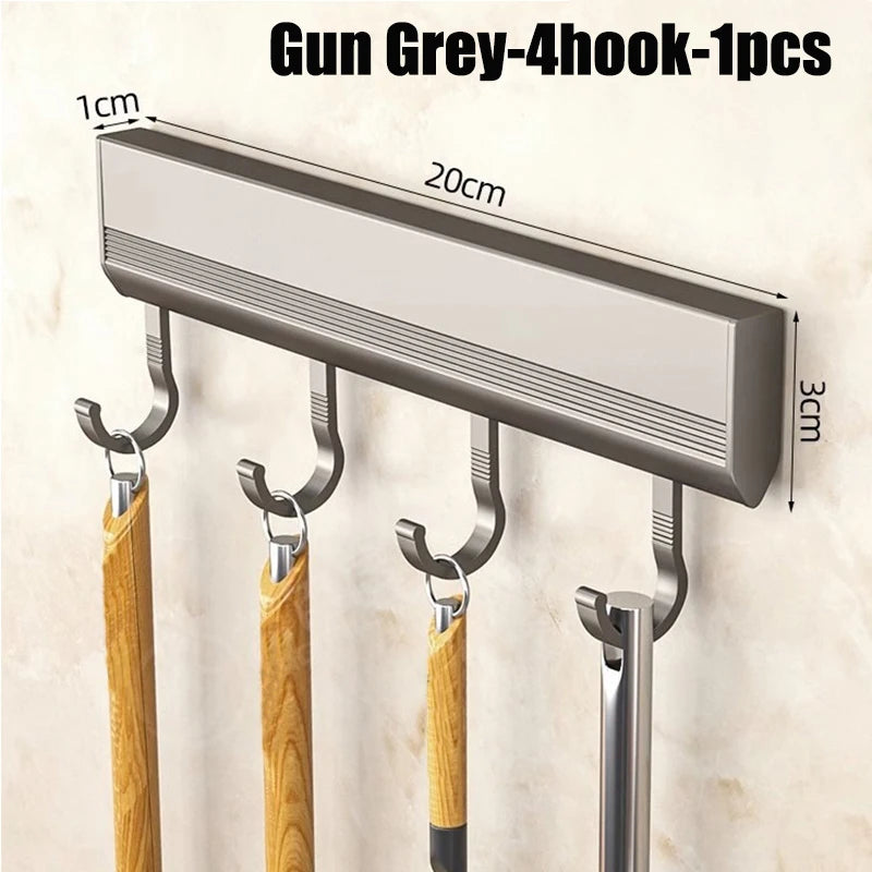Wall-Mounted Aluminum Hook Rack