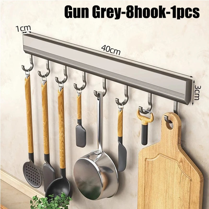 Wall-Mounted Aluminum Hook Rack