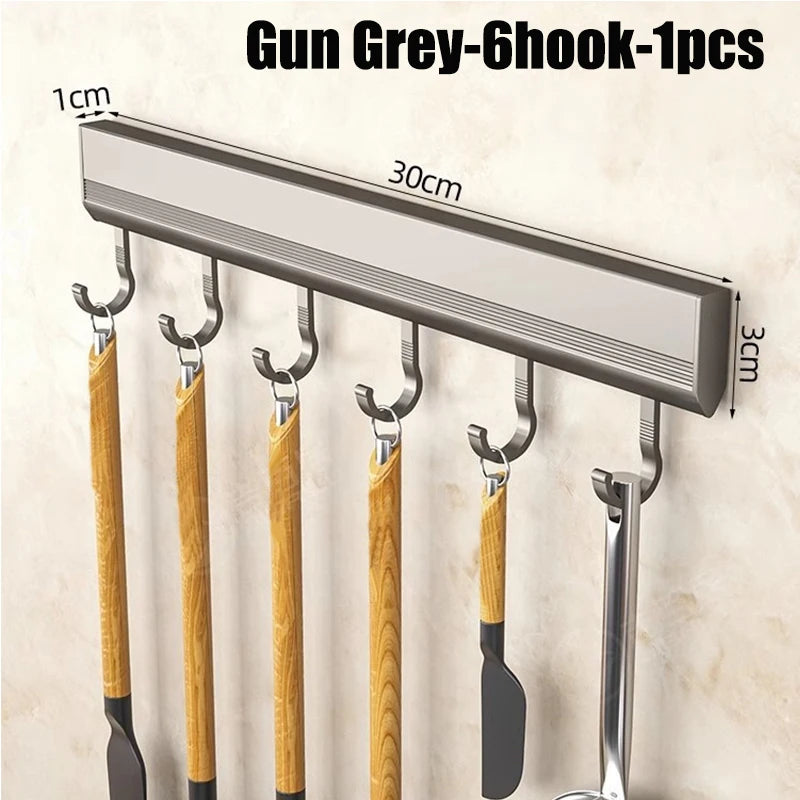 Wall-Mounted Aluminum Hook Rack