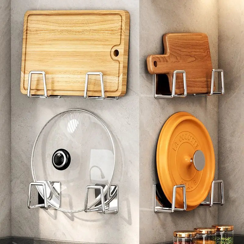 Wall-Mounted Pot Lid & Cutting Board Rack
