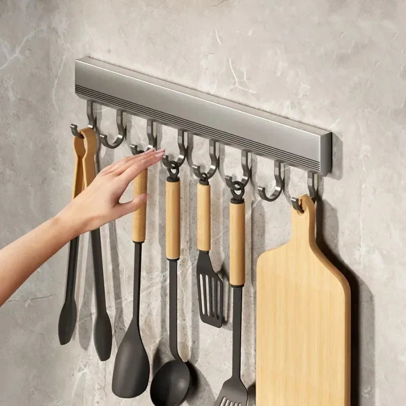Wall-Mounted Aluminum Hook Rack