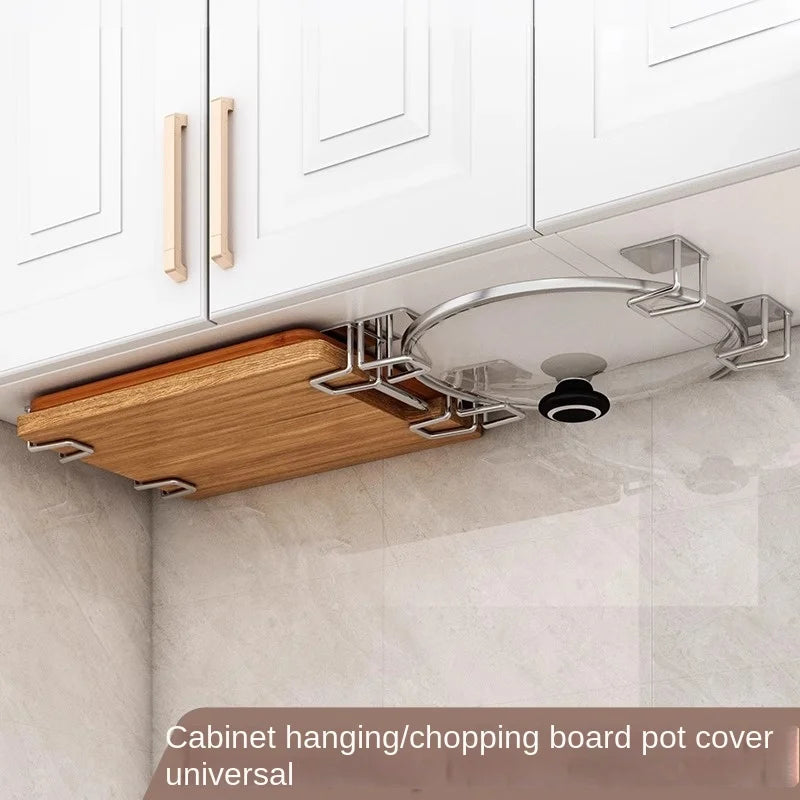 Wall-Mounted Pot Lid & Cutting Board Rack