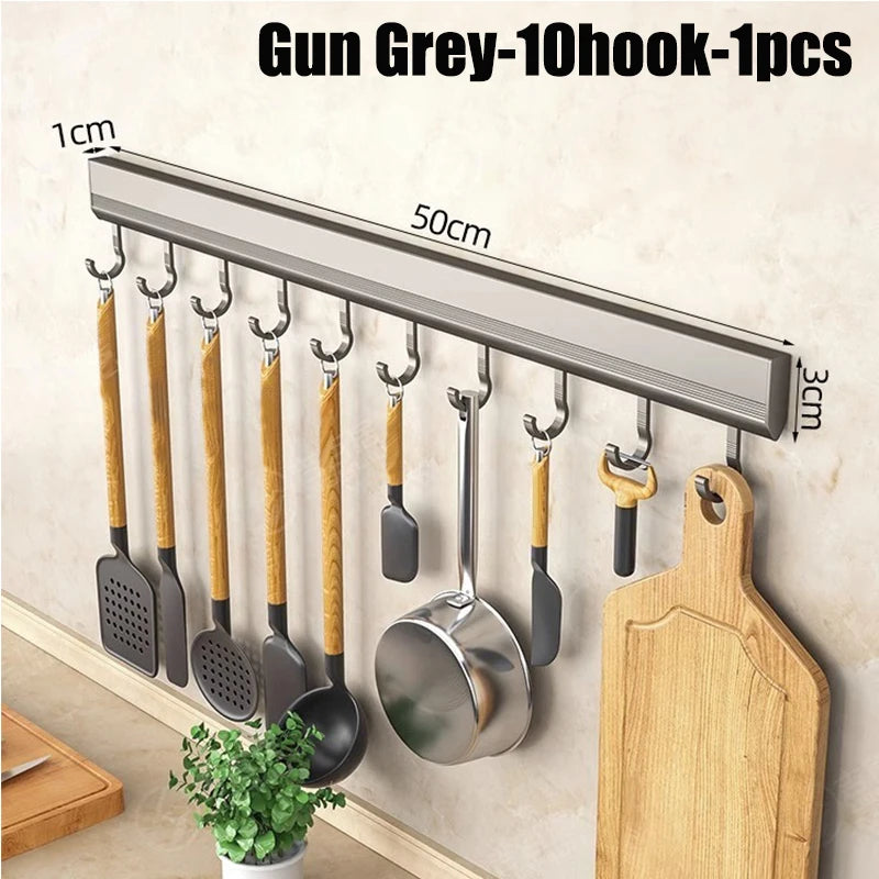 Wall-Mounted Aluminum Hook Rack
